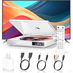 Mini DVD Player with HiFi Built-in Speakers, Region Free DVD Players for TV, HDMI & AV Output, Super Small CD/DVD Player with USB Input, NTSC/PAL System, HDMI&AV Cables, Remote Control Included-image-1