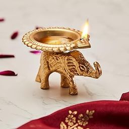 Amazon Brand - Solimo Decorative Handcrafted Metal Elephant Diya for Puja | Tealight Candle Holder for Home Décor & Gifting-image-34