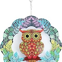MYADDICTION Wind Spinner 3D Stainless Steel Owl Ornaments Rotating for Garden Middle Size-image-36