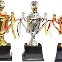 Set of Gold, Silver & Bronze Cup Trophy Award with Shinning Crystal, Logo Printing, Writings & Customisation Available (Set of Gold, Silver & Bronze Cup, Set of 1)-image-26