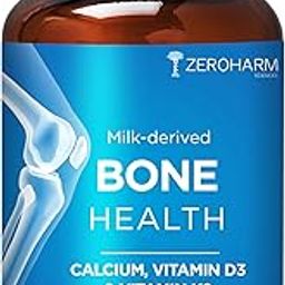 ZEROHARM Bone Health Supplement with Calcium + Vitamin D3 & K2 7- Supports Bone, Joint & Muscle Strength - For Men & Women - Nano-Technology for Better Absorption - 60 CalciumTablets-1