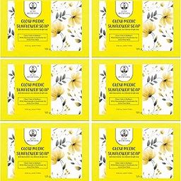 Just Ayurveda Glow Medic Sunflower Soap with Niacinamide, 100% Natural, Cold Processed, 125g | Brightening & Moisturizing Bathing Bar for All Skin Types | With Sunflower Oil, Glutathione & Tomato Extract (Pack 6, Sunflower)-image-53