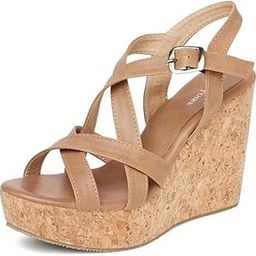 Women's Open Toe Fashion High Heel Buckled Closure Wedges Sandals-image-1