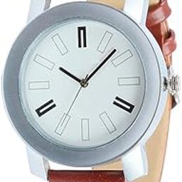 White Dial with Plain and Slim Leather Belt Analogue Wrist Watch for Men-image-16