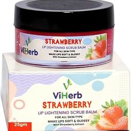 VIHERB Strawberry Lip lighting scrub Balm | Lightening & Smoothing Lip Scrub | 25 gm-image-31