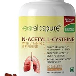 Nutra N-Acetyl L-Cysteine 600mg (90 Veg Tablets) with Vitamin C & Piperine| Supports Healthy Respiratory System | Lungs Detox NAC Supplement | Liver Support | Boosts Glutathione Production-image-33
