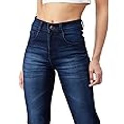 miss chase Women's Navy Blue Wide Leg Mid Rise Clean Look Regular Stretchable Denim Jeans-picture-39