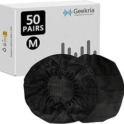 Geekria 50 Pairs Individually Wrapped Disposable Headphones Ear Cover for Over-Ear Headset, MRI Headset Earcup, Stretchable Sanitary Ear Pads Cover, Hygienic Ear Cushion Protector (M/Black)-image-47