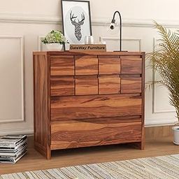 GateWay Furniture Handcrafted Sheesham Wood Wooden 10-Drawer Chest of Drawers and Dresser: Organize in Style (Honey Finish)-picture-20