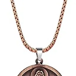 m men style Lord Jesus Christ Cross Locket | Sacred Heart Christian Religious Necklace | Catholic Gift for Men & Women | Spiritual Pendant Necklace Chain Copper-picture-23