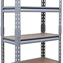 BonKaso Adjustable Set of 6-Shelf Metal Storage Shelving Unit, Steel Bootless Rivet Utility Display Rack Garage Shelves, 62 Inches Height(62 X 24 X 12 Inc) Grey-image-50