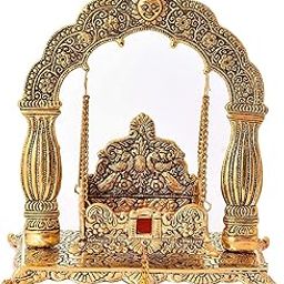 CHHARIYA CRAFTS Metal Krishna Jhula, Laddu Gopal Jhula, For Home And Office Jhula, Gold, Pack of 1-image-41