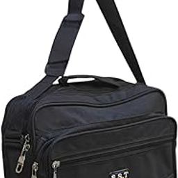 SST Multi-Compartment Shoulder Bag, Black, Multiple Zipper Pockets-image-26