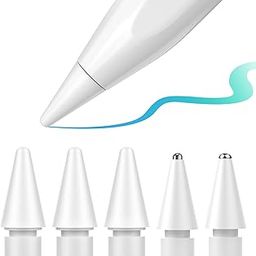 TiMOVO Replacement Tips for Apple Pencil 1st/2nd Generation/USB-C/Apple Pencil Pro, 5 Pack Wear-Resistant Metal Fine Point Apple Pencil Nibs for iPad Pro/Air/Mini-10