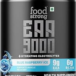 Foodstrong EAA 9000 with Hydrating Electrolytes, Blue Raspberry Ice Flavour, 9g Essential Amino Acids (EAA) & 6g BCAA Per Serving – Supports Muscle Recovery & Rehydration – 300g, 25 Servings-12