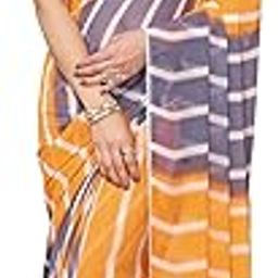 Women's Georgette Leheriya Striped Printed Sarees For Women With Lace Border & Solid Blouse Piece-image-42