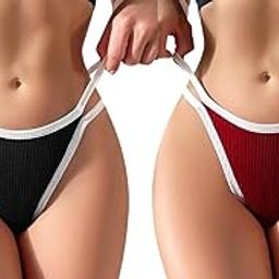 Women's Sexy Panties Low-Waisted Bikini Thong Women's Thong PACK OF 2-image-99