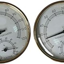 UJEAVETTE 2X Metal Sauna Hygrothermograph Thermometer Hygrometer Sauna Room Accessory-13