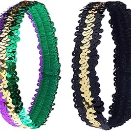 via mazzini Sparkling Sequin Stretchable Casual/Party Headband Combo Set For Women And Girls (HairAccessory0053) Pack Of 2 Pcs-picture-22