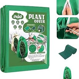 CoolSub Plant Cover Freeze Protection, 47''W x 70''H 2.47oz/yd² Frost Cloth Shrub Covers with Zipper and Drawstring, Plant Blankets Tree Covers for Outdoor Winter Frost Cold Weather Green-image-25