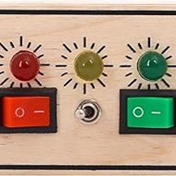 Bakiau Mini Spark – Electric Busy Board for Babies 6 Months+ | 3 LEDs & 3 Switches (2 Switch + 1 Toggle) | Montessori Sensory Toy | Safe & Travel-Friendly Wooden Activity Board for Early Motor Skills-image-53