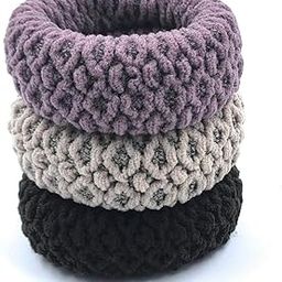 Thick Soft Stretchable Elastic Hair Rubber Band Ponytail Holder Hair Accessorie for Girls and Womens.Pack of 3 (Multi-Colour)-image-12