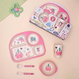 The Bamboo Co ® Kids/Baby Feeding/Dinner Set of 5 |Kids Crockery Set Tableware |Baby Utensils and Dishes Set | Eco-Friendly |Organic & Natural (Princess' Castle)-image-9