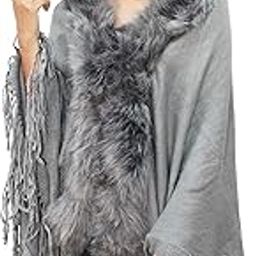 Women's Fur Cape Designer Fur Cape Wrap (Ad06Pk08_Brown_Free Size)-picture-54