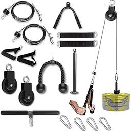 FIRE FITNESS Cable Pulley System Gym with 360° Rotation Portable Upgraded LAT Pull Down Cable Machine Attachments for Bicep,Triceps Exercise Home Gym Equipment and Weight Lifting System-22