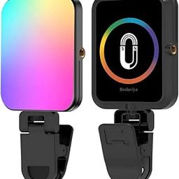 BROLAVIYA Magnetic Full RGB color LED video Light, 1800mAh Rechargeable, Adjustable Brightness, with Clip and ¼ thread, for Phones, Laptops, Cameras, Selfie, Photography, Video Conference, W 80, black-image-100