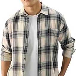 Plaid: Waffle Black Men and Boys Long Sleeve Collared Neck Button Front Regular Fit Cotton Shirts-image-63