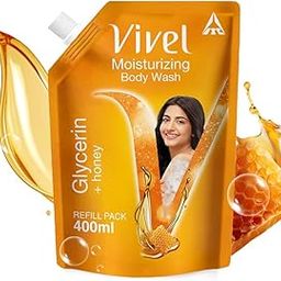 Vivel Body Wash, Glycerin and Honey, Moisturizing Shower Gel, 400ml Liquid Refill Pouch Pack, for Women and Men, for Glowing and Moisturised Skin Refill Pouch, All Skin Types-picture-18