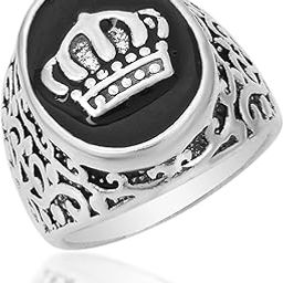 Missmister Oxidised Brass Royal Men Crown Fashion Fingerring Men-image-61