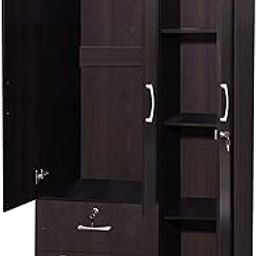 CASPIAN Furniture 3 Door Wardrobe for Bedroom with 2 Drawers and 6 Shelves | Cupboard for Home | Bedroom Wardrobes | Engineered Wood Cupboard (Coffee Brown, Standard DXWXH in 19X48X75)-27