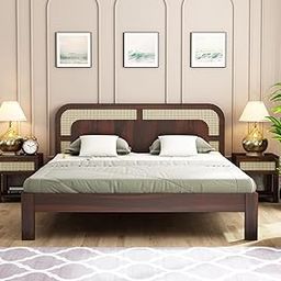 GADWAL FURNITURE Solid Sheesham Wood Wooden Queen Size Bed Without Storage Double Bed Furniture for Bedroom Living Room Home and Hotels (Queen, Walnut)-image-64