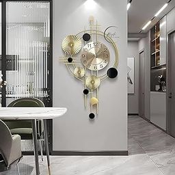 RIZIK STORE Metal Analog Wall Hanging Floral Handmade Wall Clock Multicolor Ticking Sound For Bedroom/Drawing Room/Hall/Dining Room (Design 1)-24