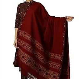 Ravaiyaa - Attitude is everything Jacquard Kashmiri Desiger Hand Woven Wool Shawl 80 x 40 inch (Maroon)-image-70