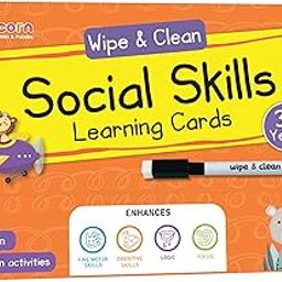 Popcorn Games & Puzzles Interactive Social_Skills Flash Cards 2+ Years Kids: Enhance Communication with Reusable Wipe & Clean Learning Cards 16 Cards with Wipe & Clean Marker-18