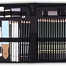 LUOSHI Art Sketching Pencils Drawing Kit 42 Pcs with Zippered Carrying Case (26 Pencil 6 Sticks 3 Stumps 3 Eraser 1 Sharpener 1 Sand Paper 1 Cutter 1 Extender 1 Carry Case)-4