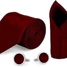 blacksmith Tie, Cufflink, Pocket Square, Lapel Pin, Set of 4 for Men [ Free Size ] MAROON-picture-45