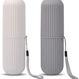 Travel Toothbrush Case and Carrier, 2 PCS Portable Business Trips Wash Cup Holder Organizer for Trips and Daily Use (Grey+White)-image-26
