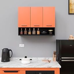 SPYDER CRAFT Wall Mounted 3 Door Matte Finish Blitz Multipurpose Cabinet for Kitchen, Office|Cabinet for Kitchen |Living Room| Color- Black and Saffron| Assembly(Do-It-Yourself)-image-97