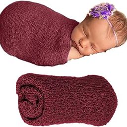 BabyMoon Baby Wrap Photography Props Stretch Without Wrinkle, Anti-Pilling, Breathable Blanket Swaddle Wrap (Pack of 1, Maroon)-12