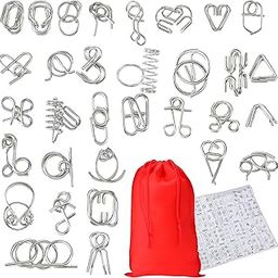 Street27® 36 Pcs Brain Teasers Metal Wire Puzzle Set – Fun and Challenging Puzzle Games for Adults and Kids for Problem Solving and Mind Exercise Educational Fidget Toys Untangling Puzzle-image-30
