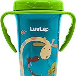 LuvLap Tiny Giffy Sippy Cup, Silicone Straw, BPA Free, 300 ml 18m+ (Green)-11