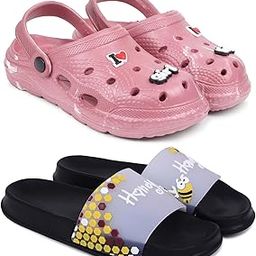 Combo Pack of 2 Slipper/Flip Flops/Slides/Clogs/Sandals with Adjustable Back Strap for Women (WCL-LGirl,Honey)-image-64
