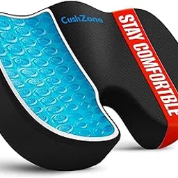 CushZone Office Chair Seat Cushion, Cooling Gel Enhanced Memory Foam Chair Cushions for Long Sitting - Back, Sciatica, Coccyx, Tailbone Pain Relief Pillow - for Office Chair, Gaming Chair, Car Seat-image-74