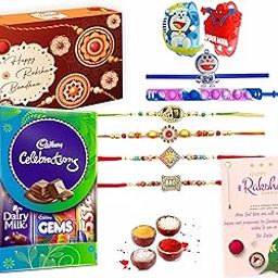 Rakhi with Chocolates for Family, Brother, Sister in Law/Bhabhi and Kids/Children-Super Rakhi Combo of 8 Premium Rakhi with Chocolate Box-image-92
