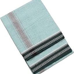 Cotton Men's Single Dhoti -1.9 Mtrs Color Dhoti Big Blue Border Set of 1-image-10