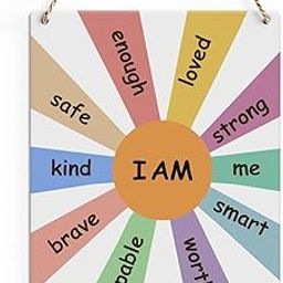 SENJIAN Inspirational Quote Rustic Positive Affirmations Wood Decor Sign, 'I am Enough Loved Strong', 8" x 10" Wall Art, Hanging Door Sign, Decorative Wood Sign Home Therapy Office Decor-image-98